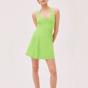 Outdoor Voices Neon Lime Square-Neck Mini Dress size small